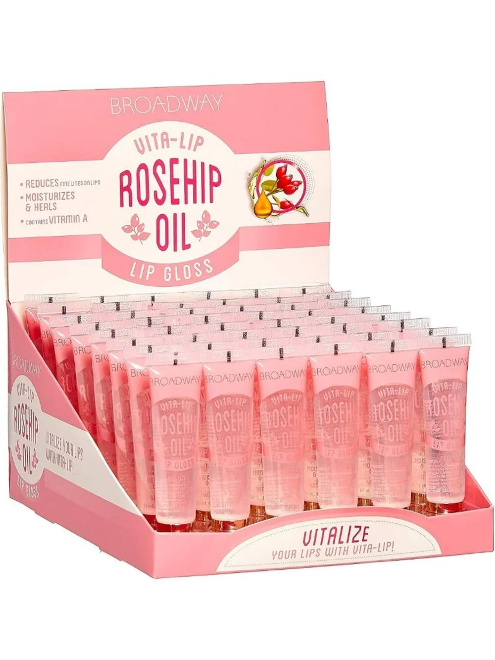 Ultra-Hydrating Lip Gloss Set - 48 Pack, Soothing Rosehip Oil, High-Shine Finish